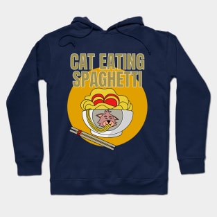 Cat Bowl Eating Spaghetti Hoodie